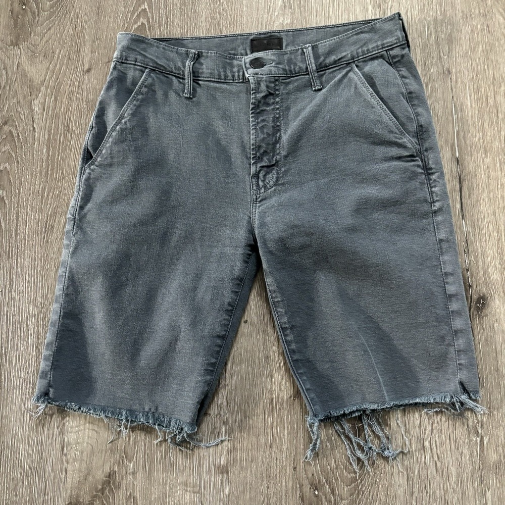 Mother Denim Vagabond Prep Fray Shorts 25 Faded Black‎ Cutoff Stretch Bermuda